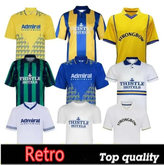 HASSELBAINK LEEDS Retro Soccer Jerseys United 1972 78 89 90 91 92 93 95 96 97 98 99 00 01 02 Classic Football shirt SMITH KEWELL HOPKIN BATTY MILNER VIDUKA Vintage uniform