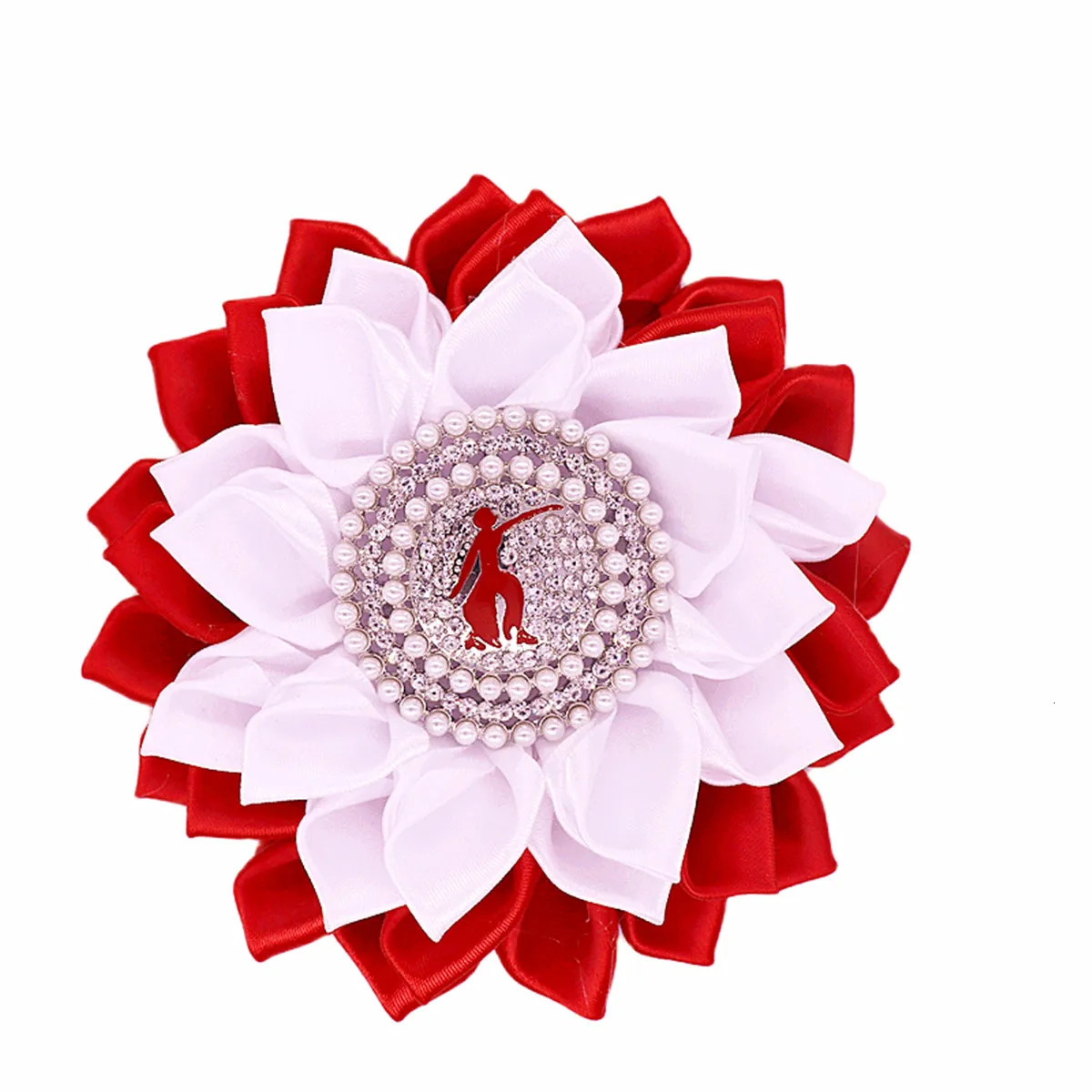 Pins Brooches Satin Ribbon Corsage Red Fortitude Delta Flower Pin Greek Sorority Brooch For Lady 231208