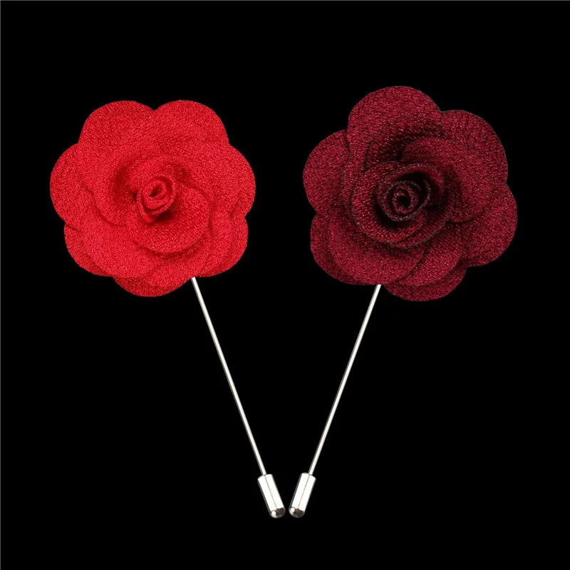 Pins Brooches BoYuTe 20 Pieces/Lot High Quality Camellia Flower Lapel Pin Brooch Men Fashion Wedding Boutonniere 23 Colors 231208