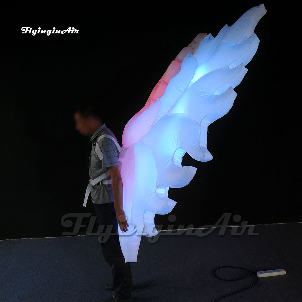 Attractive Large Adult Wearable White Inflatable Angel Wings Dancing Clothing Blow Up Parade Costume For Carnival Stage Show