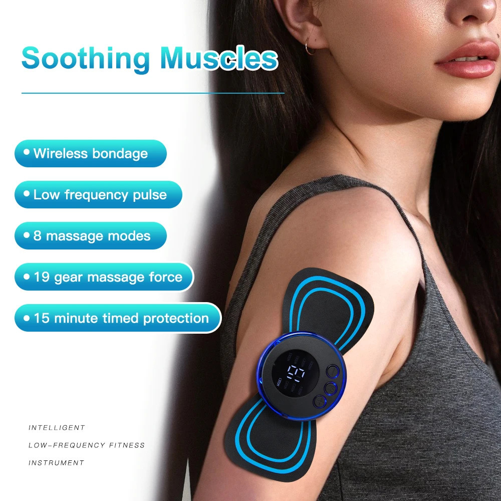 Massaging Neck Pillowws LCD Display Neck Massage Electric Massager Cervical Neck Back Patch 8 Mode Pulse Muscle Stimulator Portable With Remote Contro
