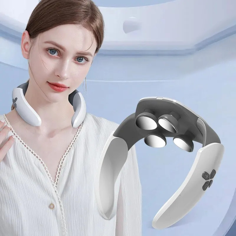 Massaging Neck Pillowws Intelligent Neck Massage Instrument Pulse Heating Therapy Instrument Compress Neck Protection Instrument 4 Massage Heads 23120