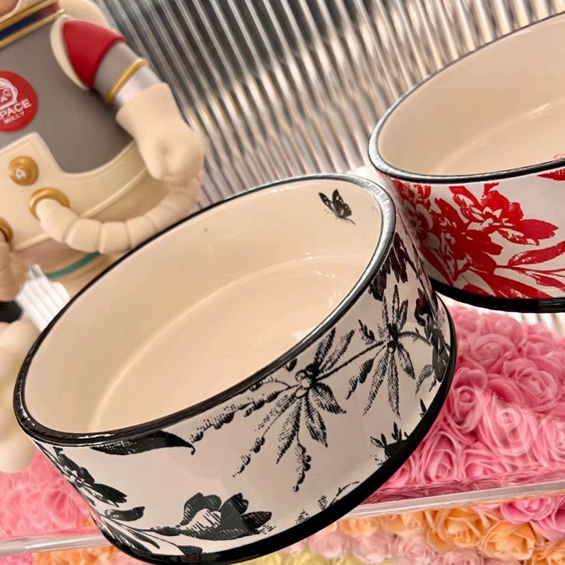 Designer Dog Bowls, Ceramic Dog-Food Bow Set for Small Medium Size Dogs and Cats, No Spill Non-Skid Dog Bowl Mat and Non-Slip Weighted Pets Bowls g home 9fc