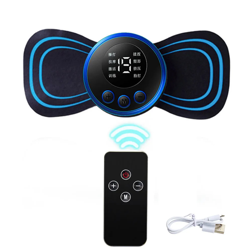 Massaging Neck Pillowws LCD Display Neck Massage Electric Massager Cervical Neck Back Patch 8 Mode Pulse Muscle Stimulator Portable With Remote Contro