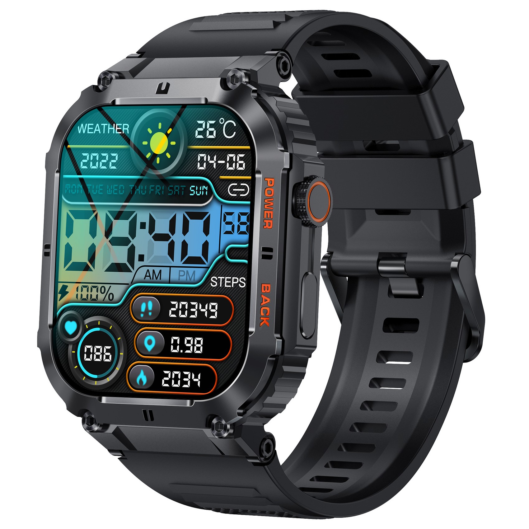 K57 Pro Smart Watch Men 1.96 IPS 400mAh Heart Rate Monitor Blood Oxygen IP68 Waterproof Outdoor Timer Weather Sport Smartwatch