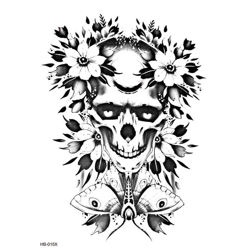 New Flower Arm Tattoo Sticker Waterproof Half Black and White Peony Set