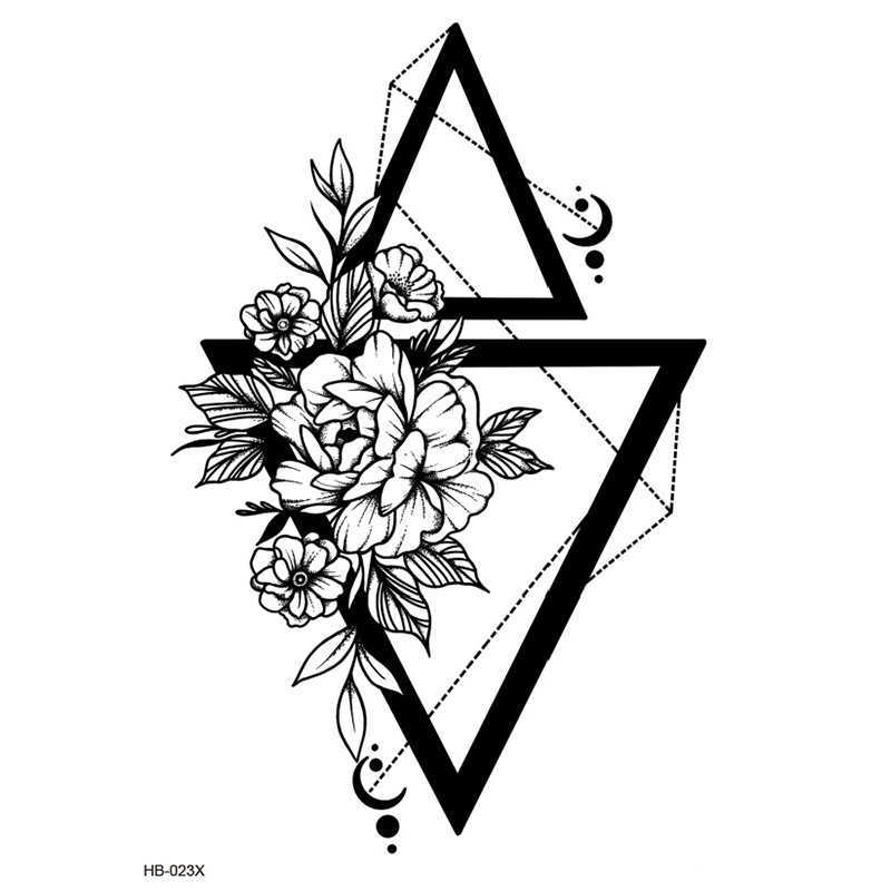 New Flower Arm Tattoo Sticker Waterproof Half Black and White Peony Set