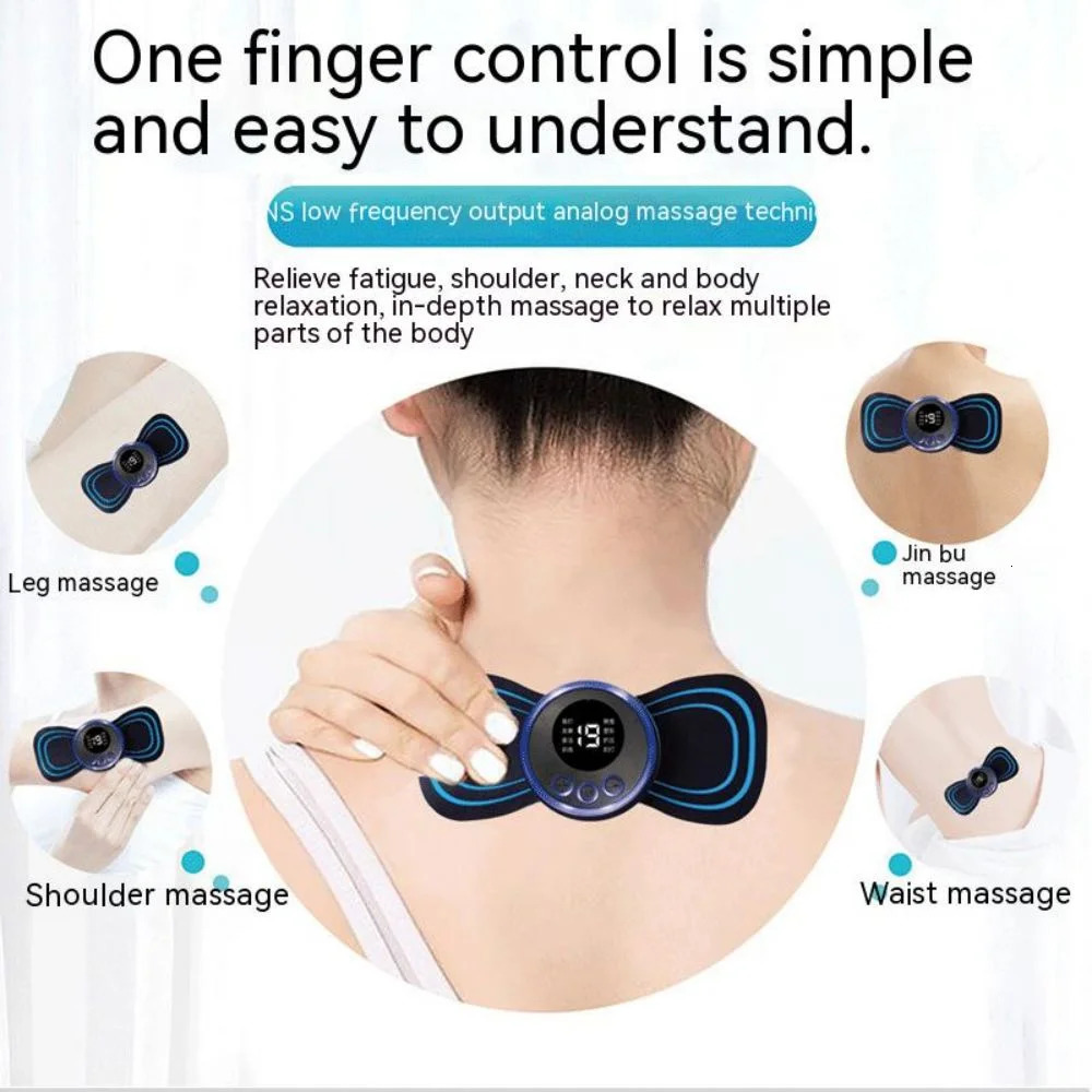 Portable Slim Equipment EMS Neck Massage LCD Display Electric Massager Cervical Neck Back Patch 8 Mode Pulse Muscle Stimulator Portable Relief Pain 23