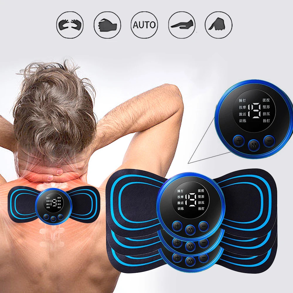 Portable Slim Equipment EMS Neck Massage LCD Display Electric Massager Cervical Neck Back Patch 8 Mode Pulse Muscle Stimulator Portable Relief Pain 23