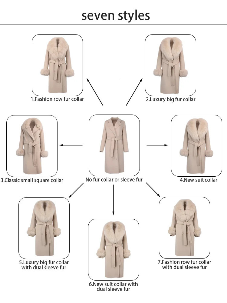 Women's Fur Faux Fur OFTBUY Winter Jacket Women Long Natural Wool Blends Cashmere Real Fur Coat Double Breasted Belt Warm Streetwear Fashion 2312