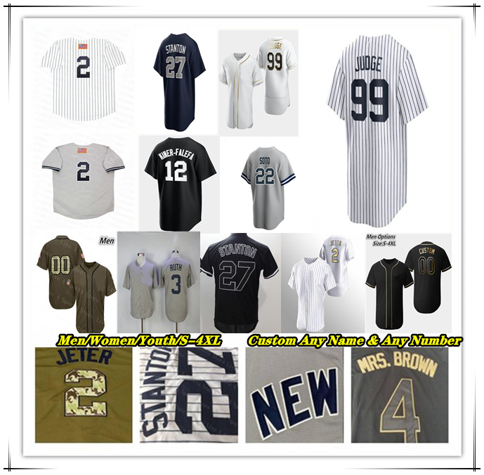 NY Baseball Jersey Aaron Judge Juan Soto Alex Verdugo Anthony Rizzo Derek Jeter Giancarlo Stanton DJ LeMahieu Gleyber Torres Gerrit Cole YANKEE Oscar Gonzalez 4XL