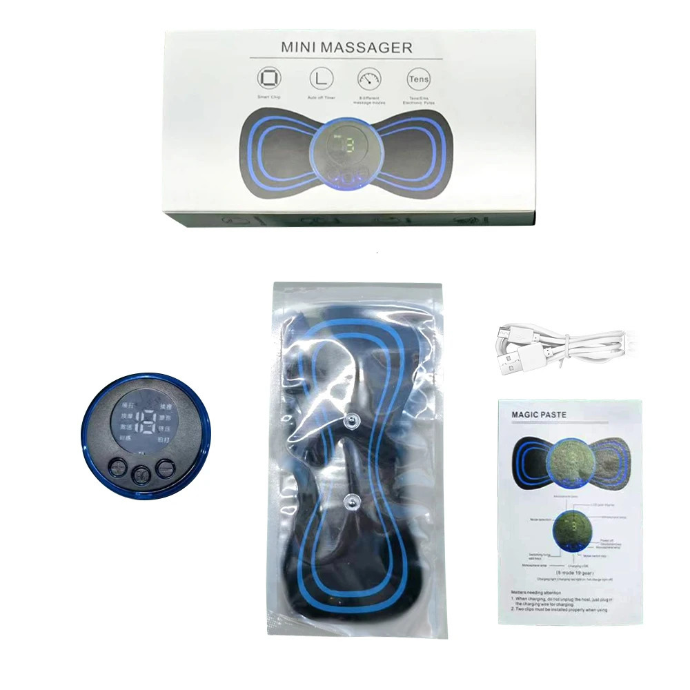 Portable Slim Equipment EMS Neck Massage LCD Display Electric Massager Cervical Neck Back Patch 8 Mode Pulse Muscle Stimulator Portable Relief Pain 23
