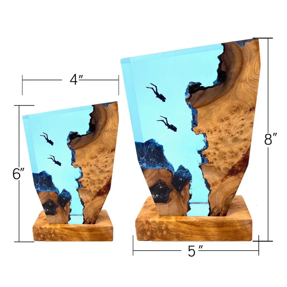 Novelty Items Resin Ocean Wood Lamp Diver Home Decoration Christmas Gift Exquisite Crafts Small Table Lamp Gifts 231208