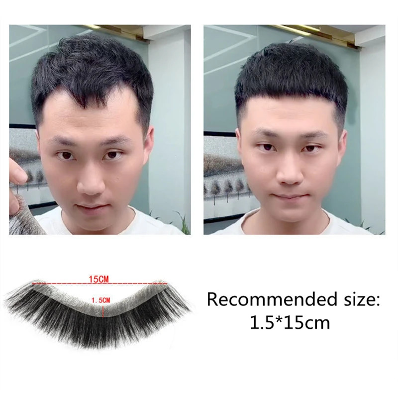 Men's Children's Wigs Men's Toupee Human Short Hairpiece Natural Forehead Hairline Patch For Men V Style Front Male Remy Hair With Thin