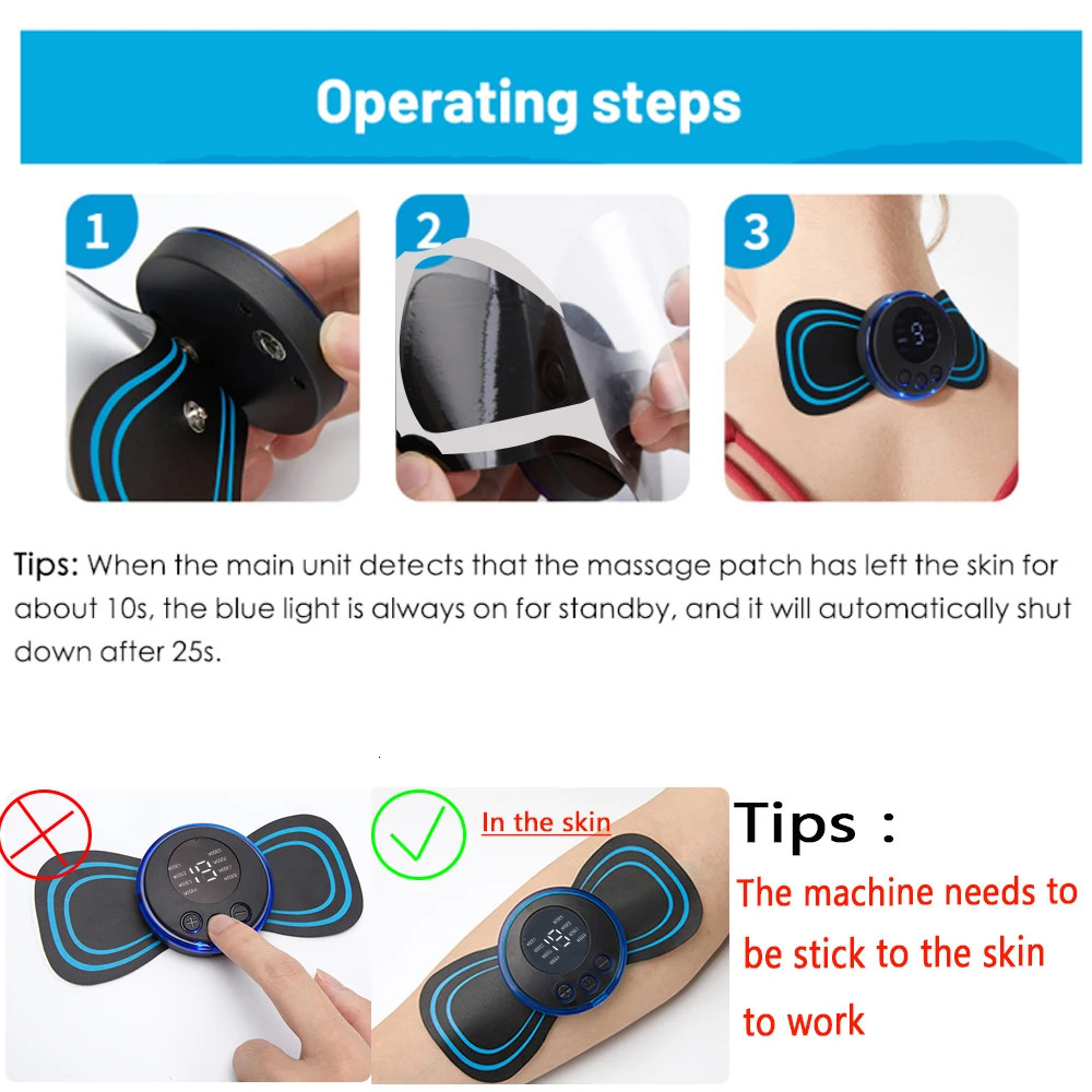 Massaging Neck Pillowws LCD Display Neck Massage Electric Massager Cervical Neck Back Patch 8 Mode Pulse Muscle Stimulator Portable With Remote Contro