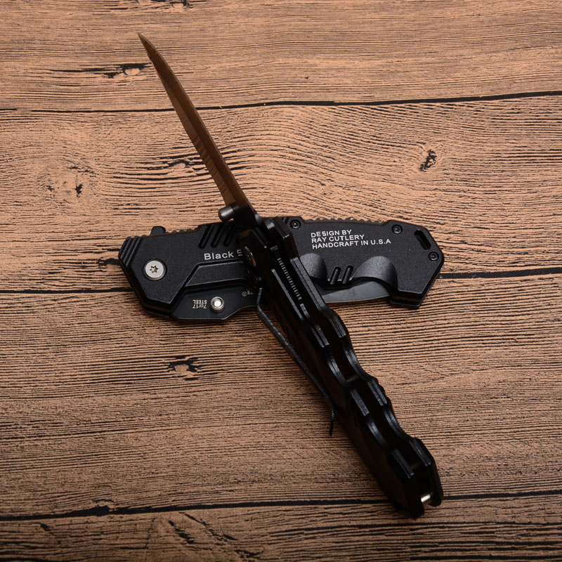 Promotion High Quality CS HY217 Survival Tactical Camping Knives Pocket Knife Folding Black Blade Garden tools
