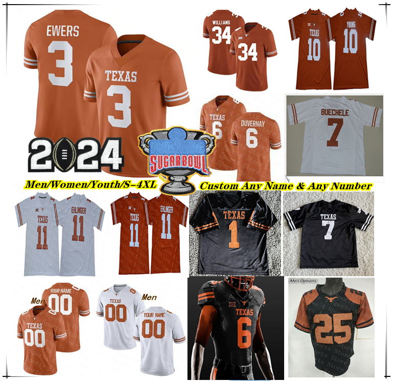 Texas Longhorns College Football Jersey Quinn Ewers Jaydon Blue Jonathon Brooks CJ Baxter Xavier Worthy David Gbenda Adonai Mitchell Anthony Hill Jr. Ethan Burke 4XL