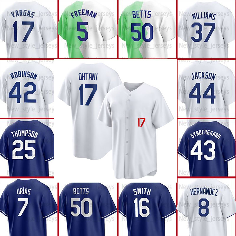 Men Mookie Dodgers Betts Clayton Kershaw Enrique Hernandez Baseball Jerseys Jackie Robinson Freddie Freeman Martinez Will Smith Chris Taylor James Outman