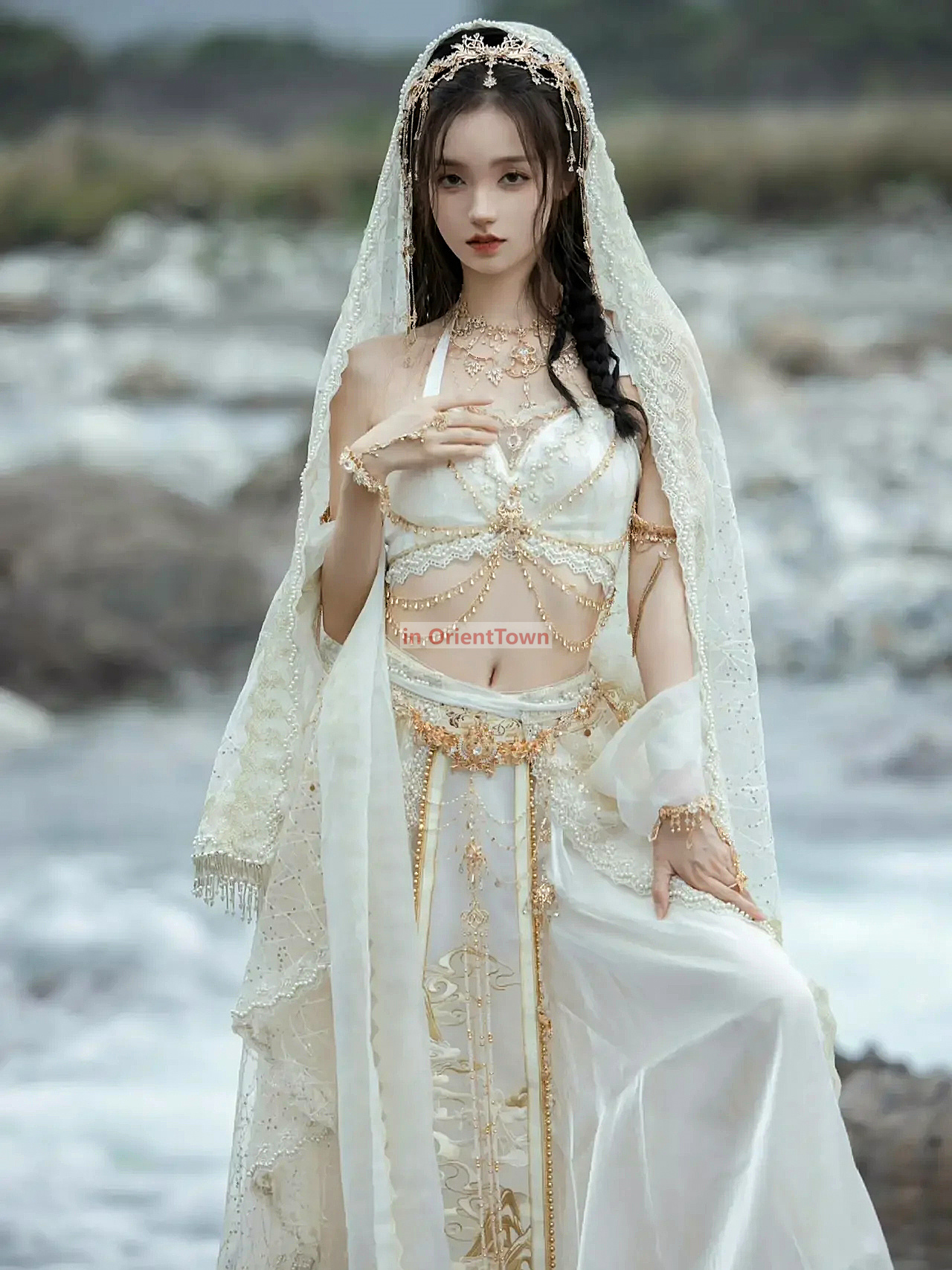 Exotic Trend Beauty Girl Dress From Ancient China Western Regions Suspenders Chest Pads Outfit Dunhuang Feitian Dance Costume