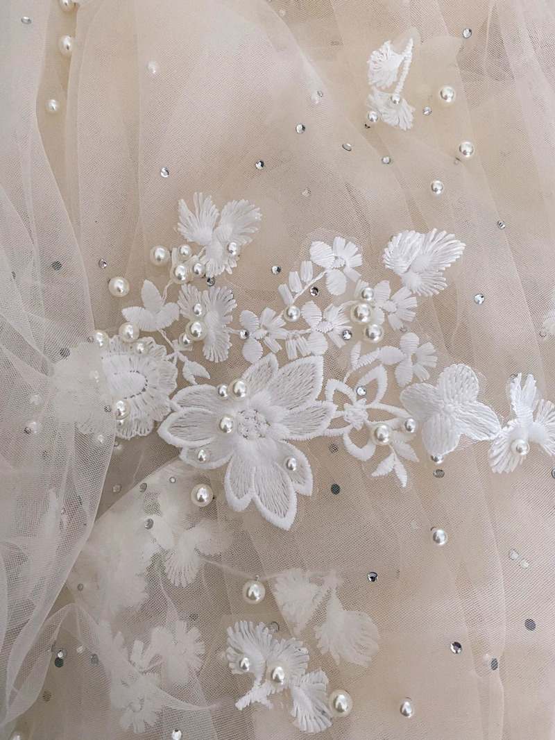 Wedding Hair Jewelry Appliques Wedding Veil 3D Flowers Pearls Bridal Veils Chapel Length Elegant beaded Bride Veils Wedding Accessories 231208