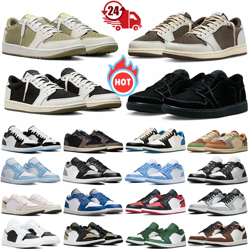 1s low basketball shoes for men women Olive 1 Black Phantom Wolf Grey Lows outdoor sports sneakers mens womens trainers 36-47