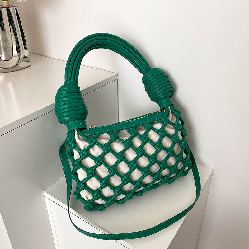 Ladies shoulder bag 4 colors niche design woven Lamian Noodles handbag classic solid color thick leather backpack sweet little fresh hollow handbags 9033#