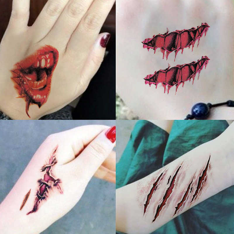 Halloween Tattoo Sticker scar sticker horror bat spider funny face