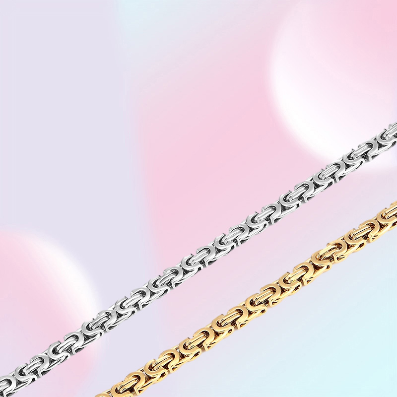 6MM Wide Chain Stainless Steel Handmade Byzantine Flat Necklace Men Women Popular Jewelry6594026