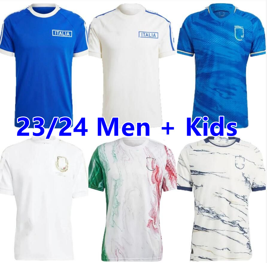 23/24 Italia CHIESA Soccer Jerseys 2023 Italy 125th RASPADORI VERRATTI BARELLA DONNARUMMA Shirt TOTTI LORENZO POLITANO ZANIOLO Men Kids kit Football uniform