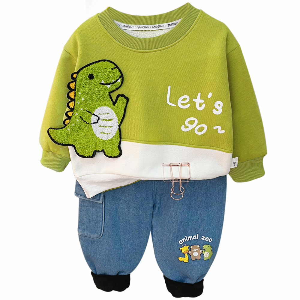 0-4 years old baby boy clothes spring and autumn children's suit boys cotton long-sleeved cartoon music bear two-piece 220326
