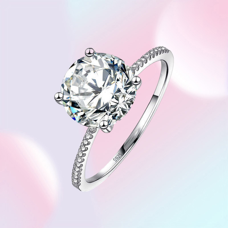 LESF 3 Carat Wedding Rings Round Cut Fashion Style 925 Sterling Silver Engagement Band Gift Jewelry For Women Y0723