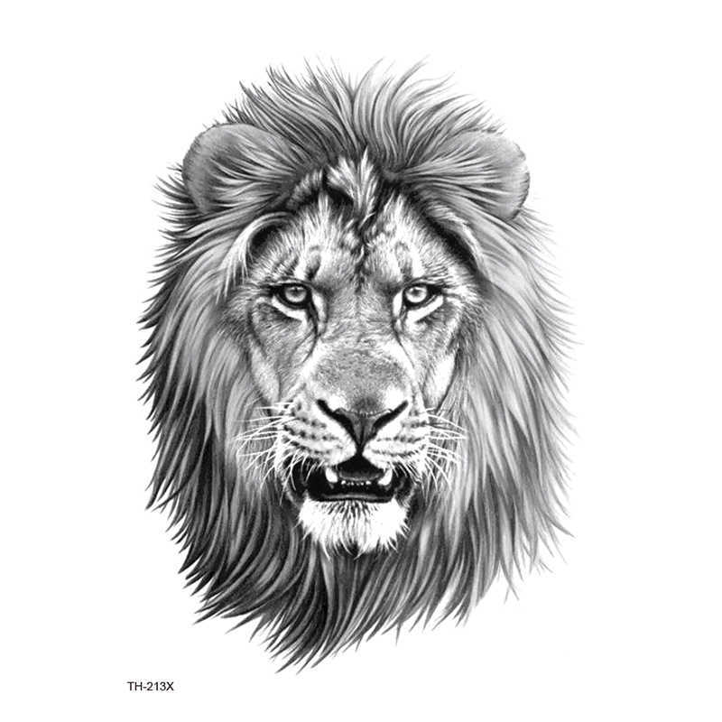 New Flower Arm Tattoo Sticker Waterproof Half Tiger Lion Animal Set