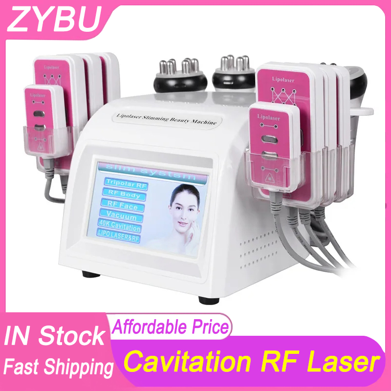 Salon 6 In 1 Slimming Machine Vacuum Laser Radio Frequency Rf 40k Body Cavitation Lipo Liposuction Ultrasonic skin whitening Firming System Fat Loss W