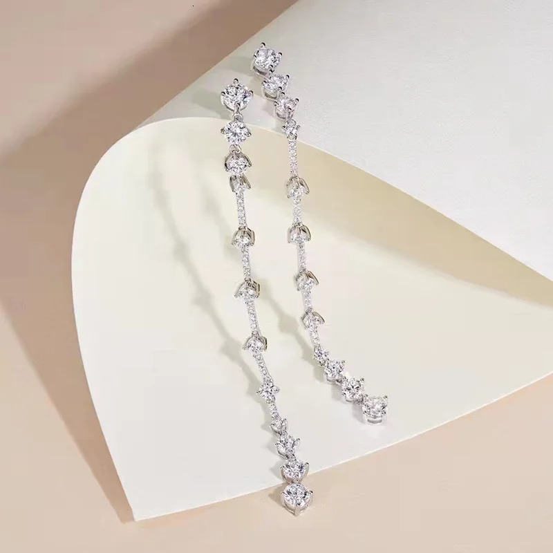Dangle Chandelier TBCYD D Color Earrings For Women S925 Sterling Silver Long Tassel Drop Earrings Hanging Pendientes Party Fine Jewelry 231208