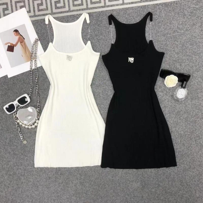 Casual Dresses Gotoola 2023 Summer Design Sense See-through Bra Straps Knit Halter Dress Sexy Girl Style Sheath Slim