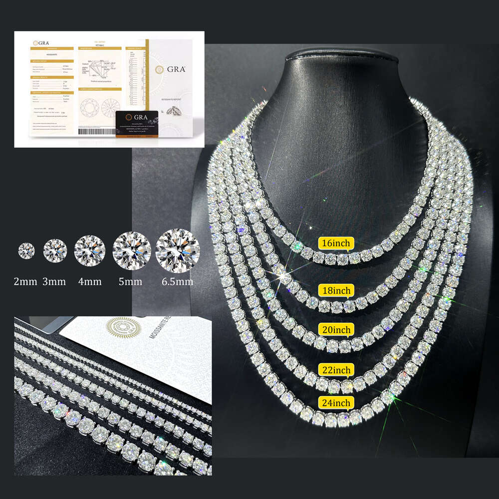 necklace moissanite chain Bracelet WholesaleTennis Chain 925 Sterling Silver D VVS Tennis Chain Jewelry