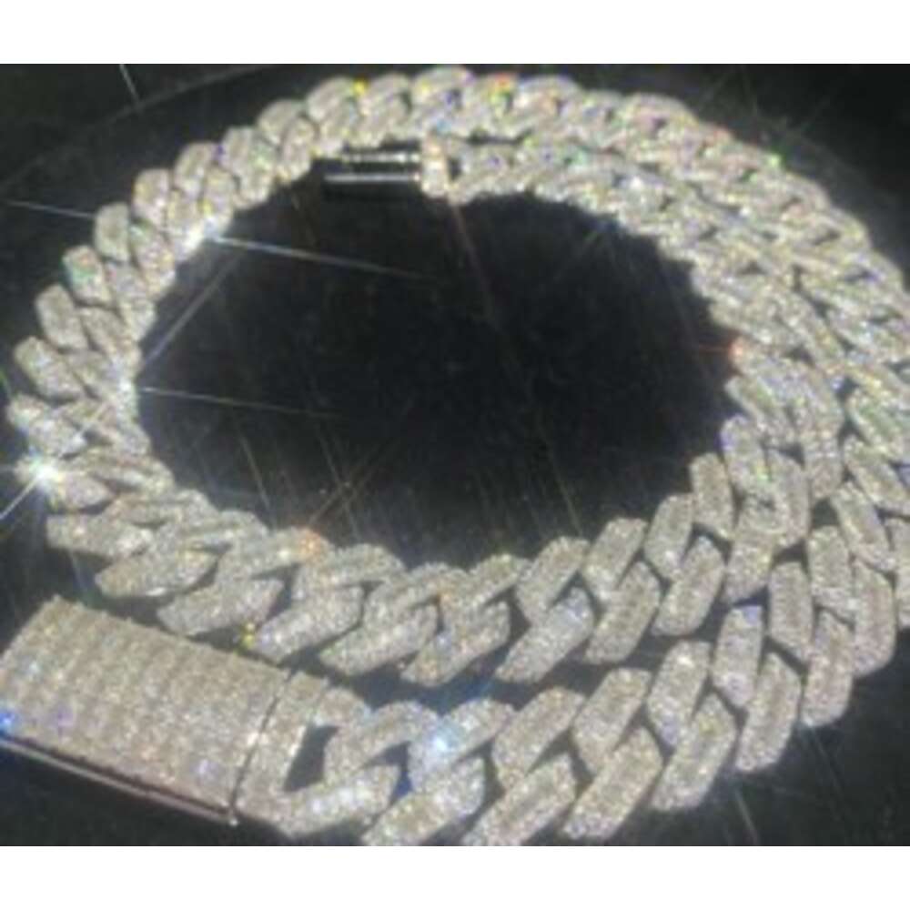 necklace moissanite chain Selling T square 925 silver inset Moissanite hip hop Cuban chain Mai Ah secret chain simulation drill collar