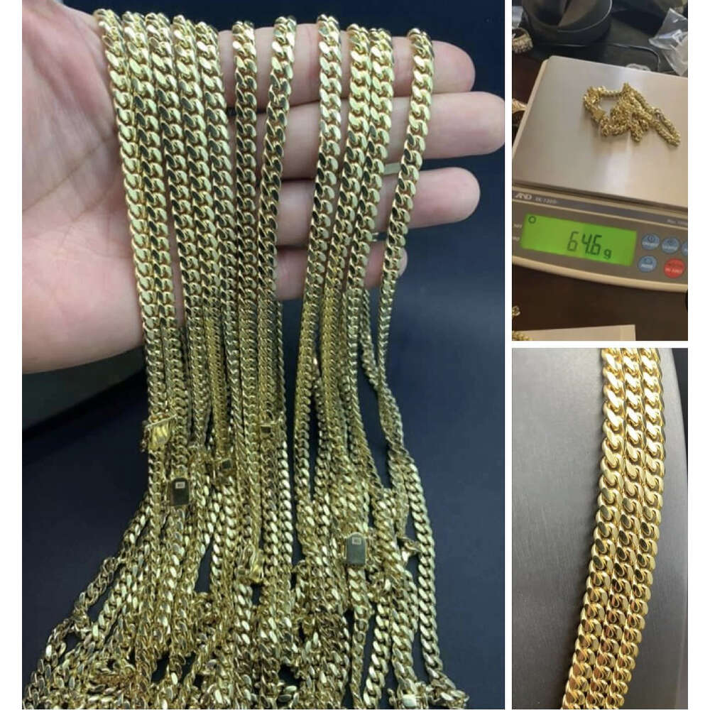 Solid Miami Cuban 10k 14k Real Gold Chains 7mm 8mm 9mm 10mm 11mm 12mm FedEx Insured Shipping in North America