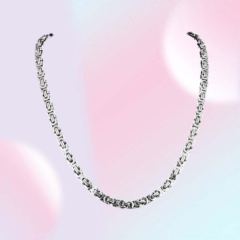 6MM Wide Chain Stainless Steel Handmade Byzantine Flat Necklace Men Women Popular Jewelry6594026