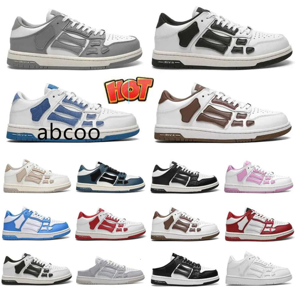 Designer Casual Bones Shoes amirlies amiiri imiri Skel Top Low Leather Sneakers Skeleton Blue Red White Black Green Gray Men Women Outdoor Training