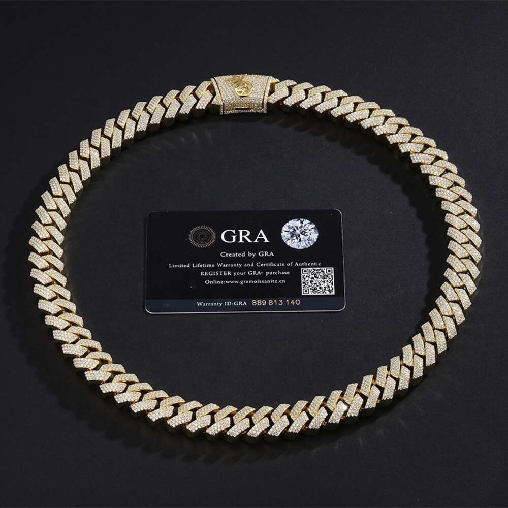 Necklace moissanite chain cuban link chainHip Hop Jewelry Custom VVS Lab Diamond Mossinate Chain Men 14k Gold Vermeil