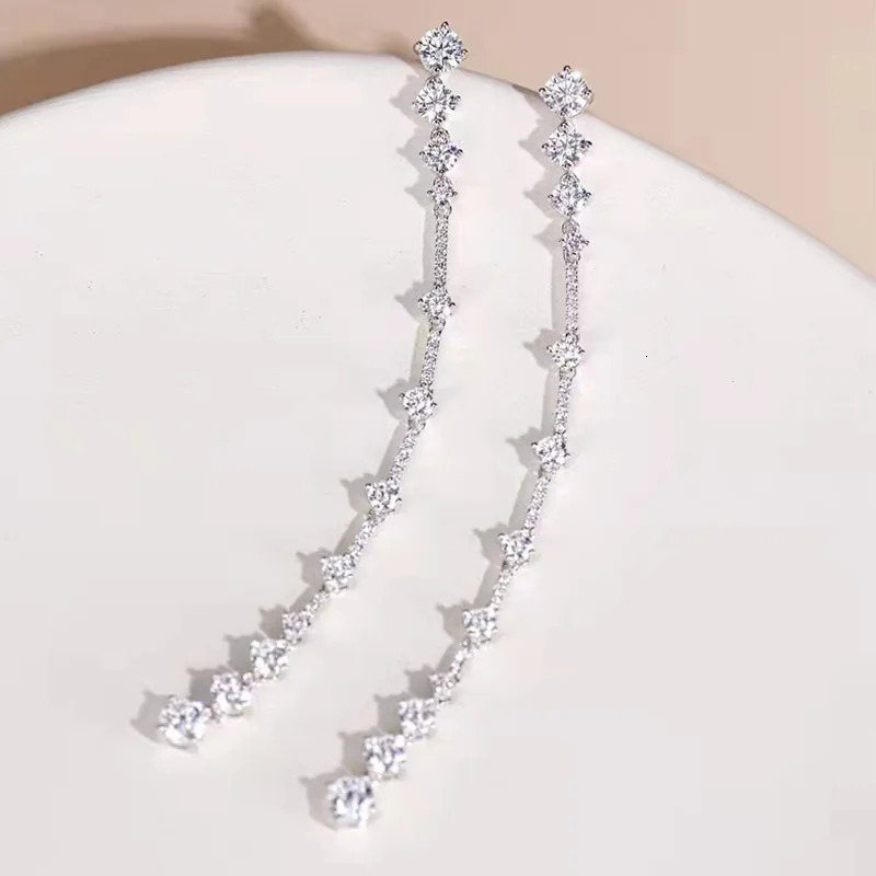 Dangle Chandelier TBCYD D Color Earrings For Women S925 Sterling Silver Long Tassel Drop Earrings Hanging Pendientes Party Fine Jewelry 231208