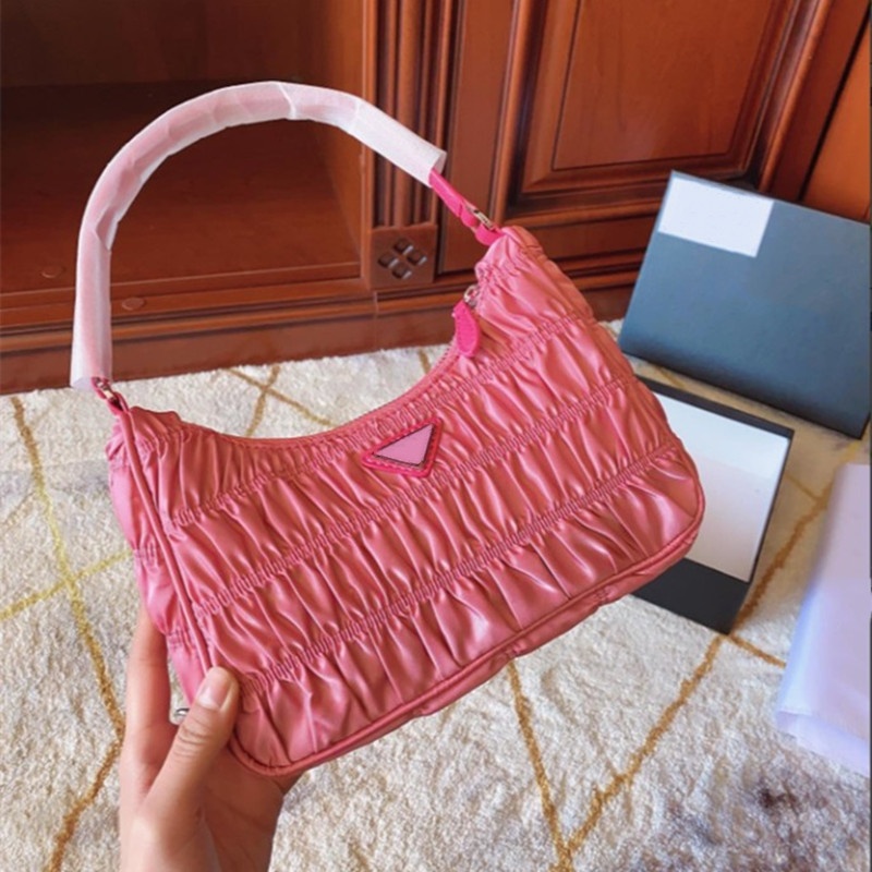 Women Pleated Shoulder Bags Luxury Ruffled Hobos Purses Fashion Baguettes Lady Underarm Bag Multiple Solid Colors Top Quality