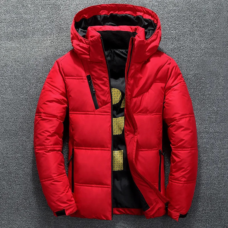 Men's Down Parkas Winter Warm Men Jacket Coat Casual Autumn Stand Collar Puffer Thick Hat White Duck Parka Male Men's Winter Down Jacket Wit
