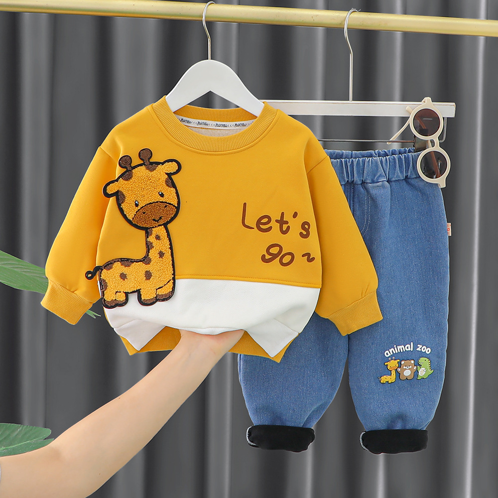 0-4 years old baby boy clothes spring and autumn children's suit boys cotton long-sleeved cartoon music bear two-piece 220326