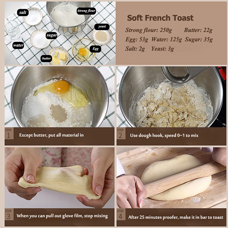 Electric Dough Mixer Kitchen Aid Food Blender Cream Whisk Cake Dough Mixers With Bowl Stainless Steel Chef Machine