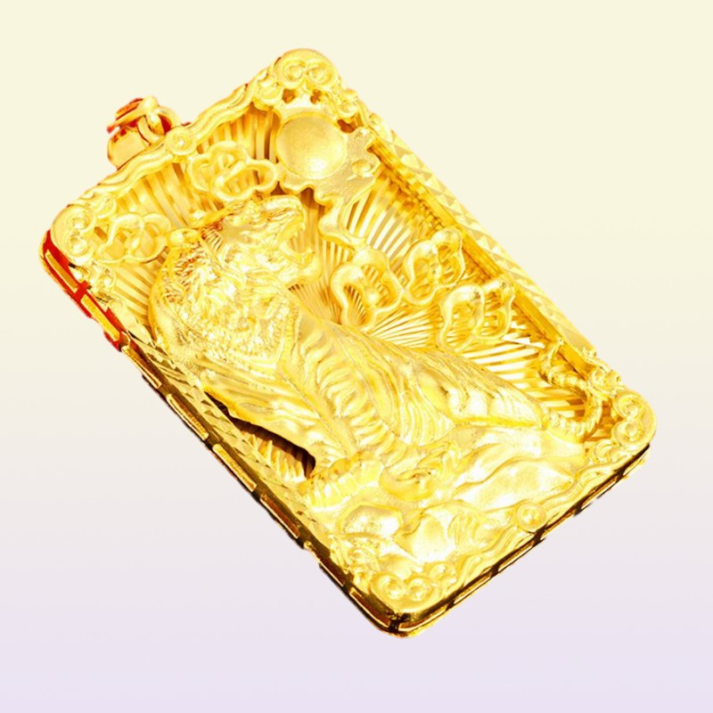 Geometry Tiger Totem Big Pendant With Rope Chain 18K Yellow Gold Filled Classic Hip Hop Rock Mens Pendant Necklace Gift299N