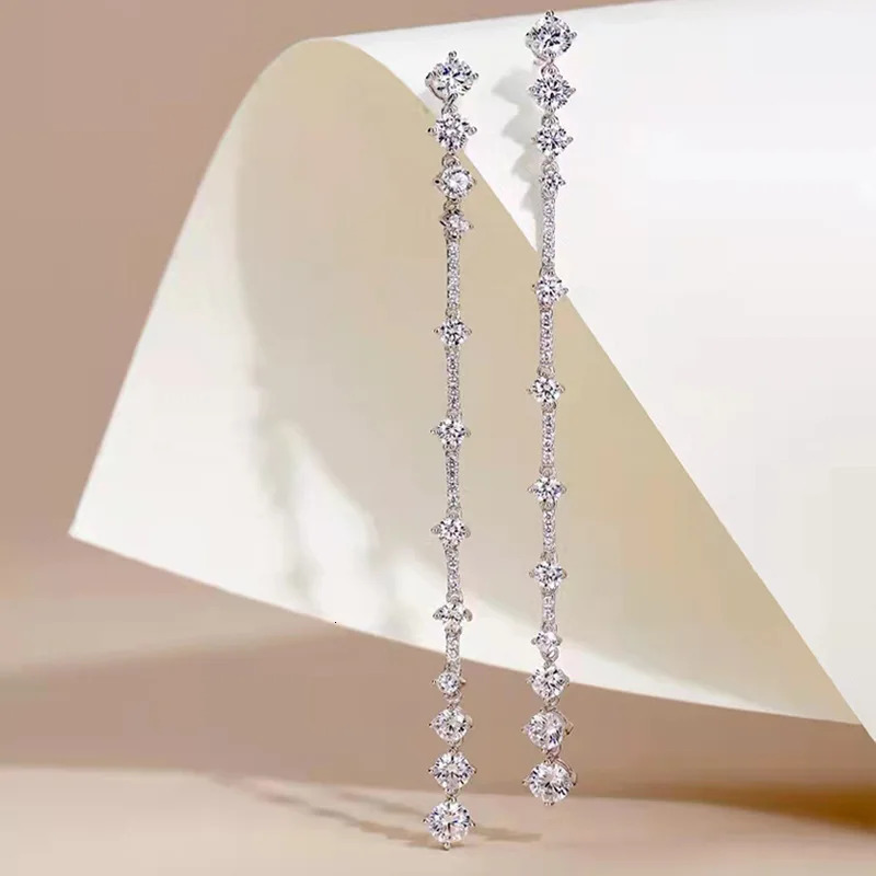 Dangle Chandelier TBCYD D Color Earrings For Women S925 Sterling Silver Long Tassel Drop Earrings Hanging Pendientes Party Fine Jewelry 231208