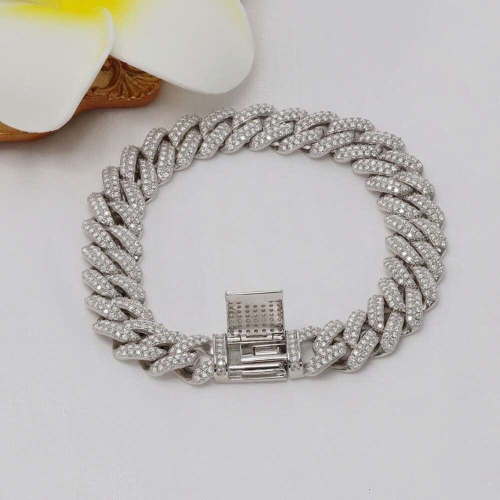 necklace moissanite chain Paston Mossanite Jewelry Wholesale 925 Silver Iced Out Hip Hop Moissanite 14mm Width Cuban Chain Ready To Ship