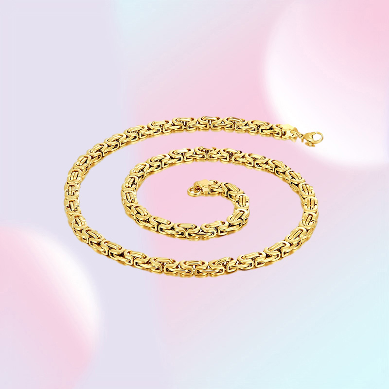 6MM Wide Chain Stainless Steel Handmade Byzantine Flat Necklace Men Women Popular Jewelry6594026